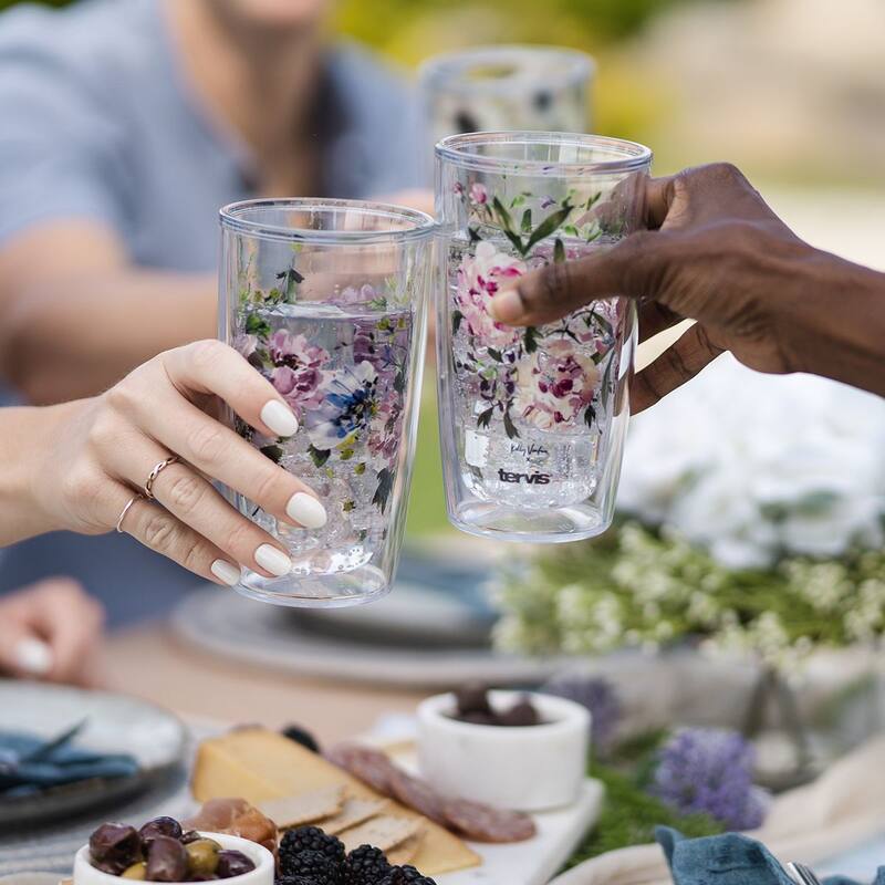 Tervis Kelly Ventura Floral Vista Collection Made in USA Double Walled Insulated Travel Tumbler, Assorted - 16oz - 4pk