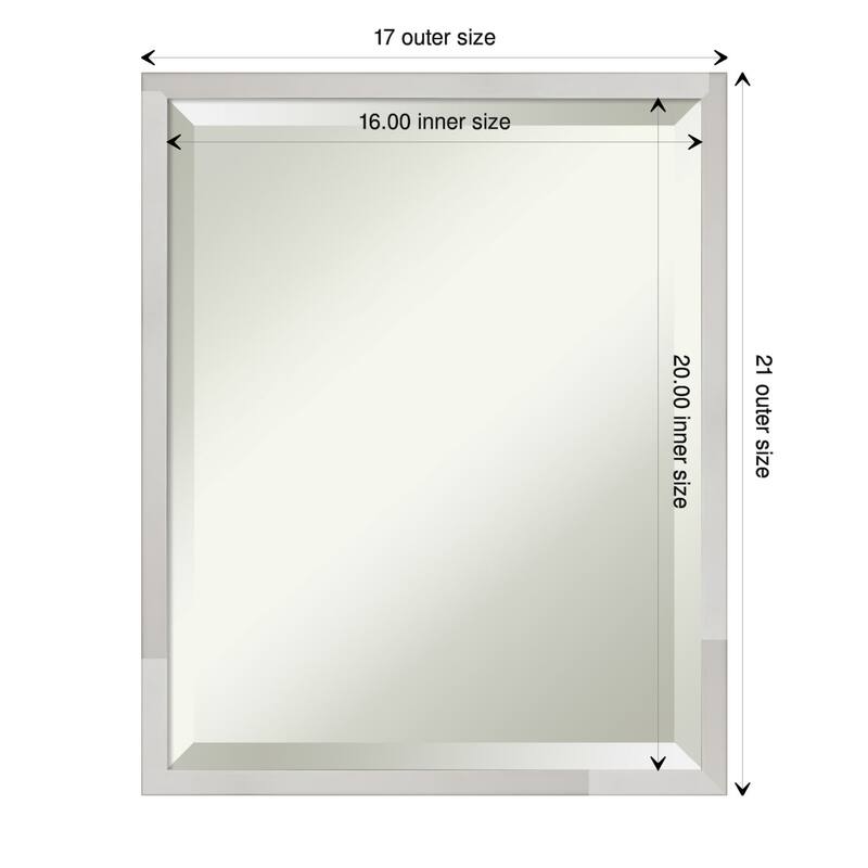 Beveled Wood Bathroom Wall Mirror - Svelte Silver Frame - Svelte Silver - 17 x 21 in