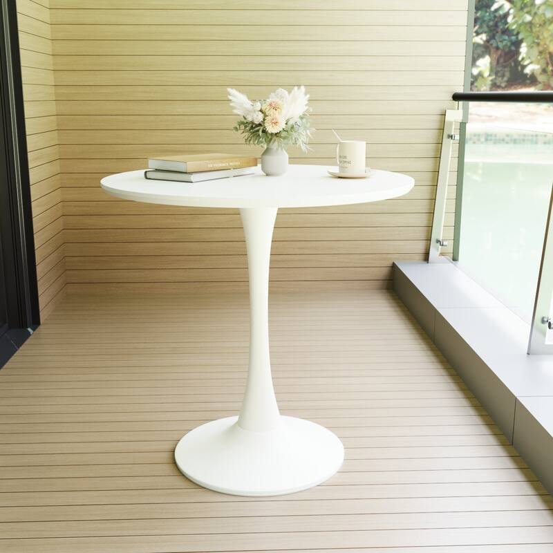 Round Dining Table, 31.5 Inch Tulip Dining Table with MDF Tabletop and Base, Mid-Century Coffee Table, Seats 2 to 4 People