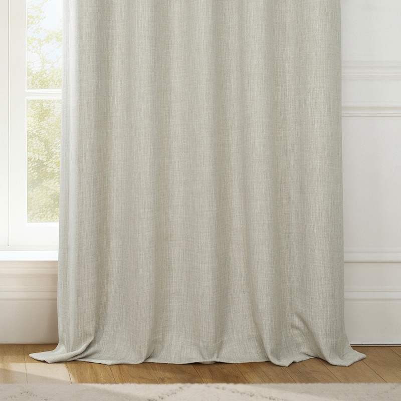 Exclusive Fabrics Textured Faux Linen Room Darkening Curtains for Bedroom & Living Room Curtains (1 Panel)