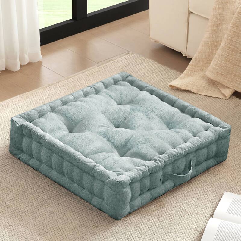 Intelligent Design Azza Poly Chenille Square Floor Pillow Cushion - 24x24 - Aqua