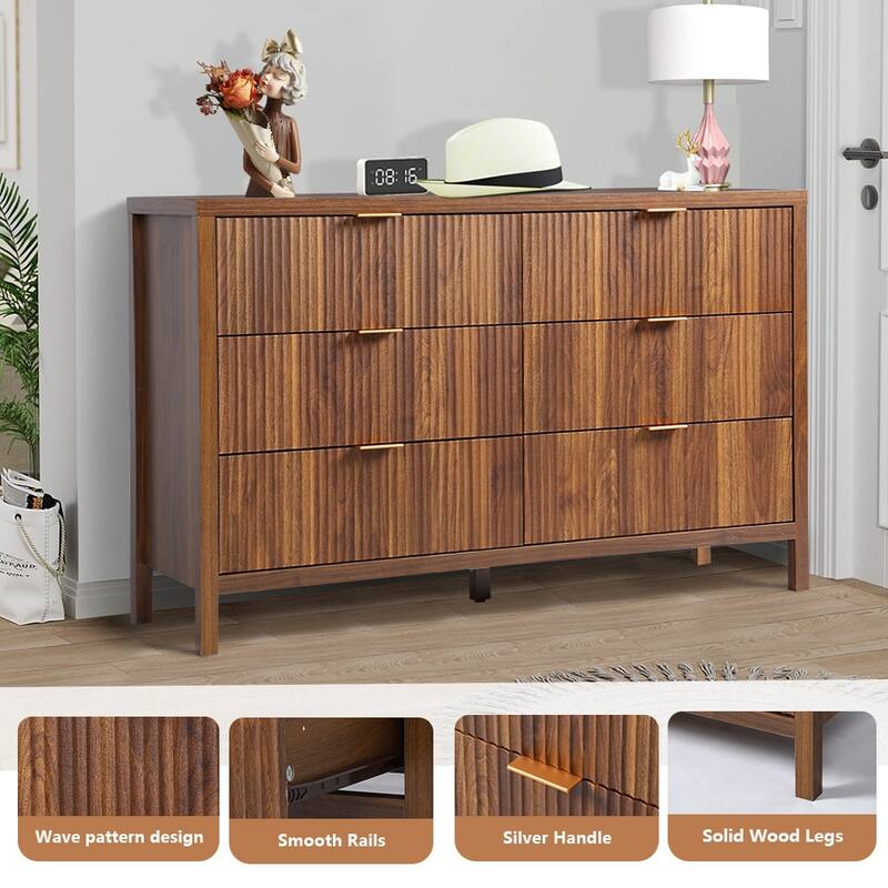 Wooden 6 Drawer Storage Dresser Cabinet/Chest of Drawers