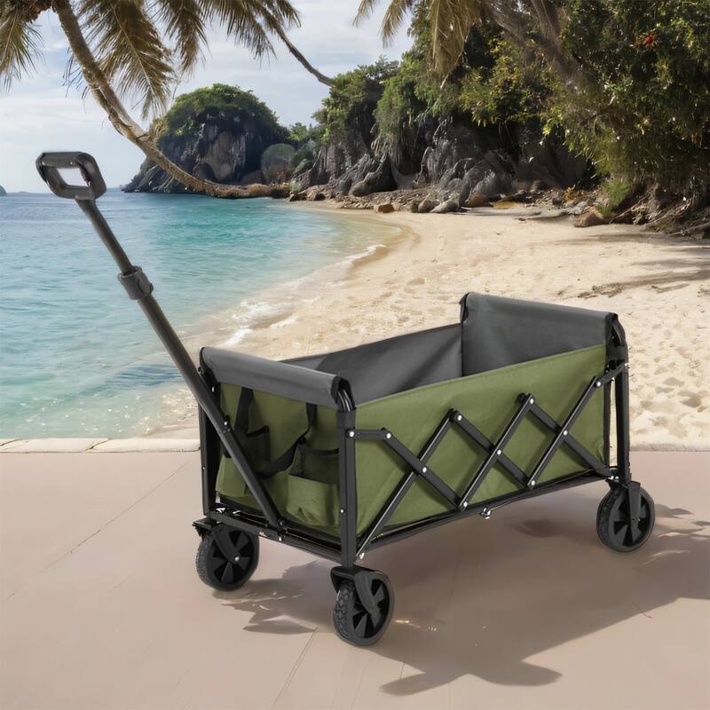 Lightweight Heavy Duty Folding Beach Wagon with Wheels, Large Capacity