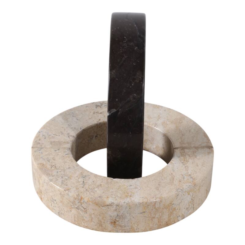 Stone Marble Decorative Object Modern Ring Design for Home - 7" Ivory - 10" x 7" x 7"