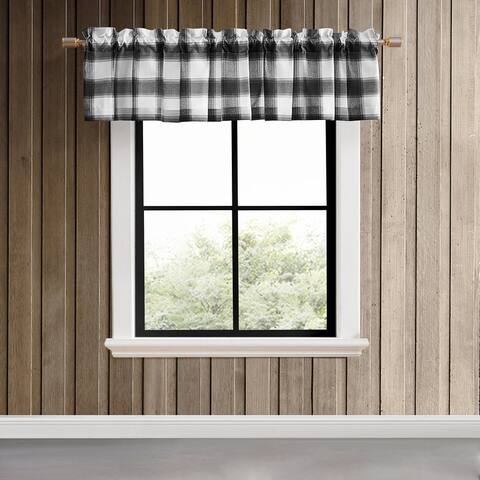 Eddie Bauer Canyon Plaid White Pole Top Window Valance - 86 x 15