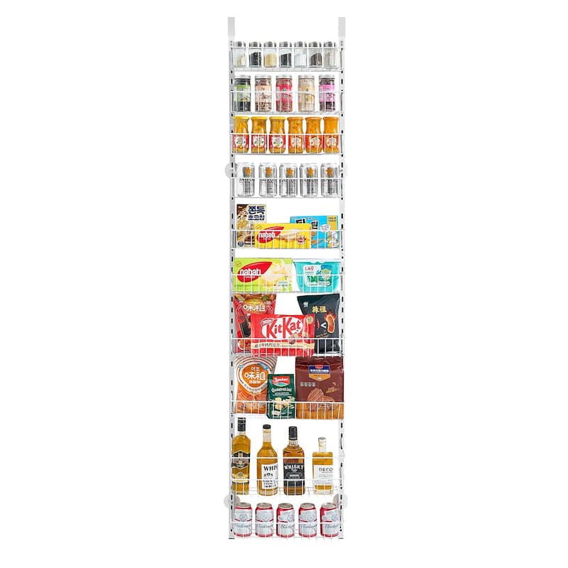 Pantry Organizer with Adjustable Baskets Wall Mount & Over Door Rack