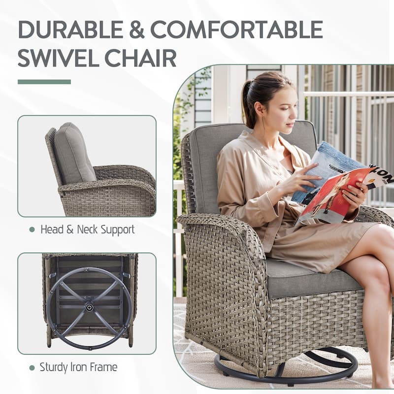 Outdoor Swivel Rocker Chairs with Sofa Table