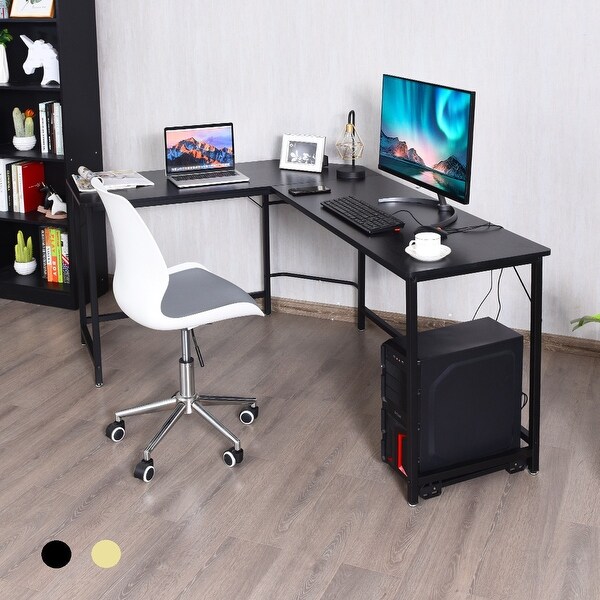 Shop Costway L-Shaped Computer Desk Corner Workstation Study Gaming Table Home Office ...