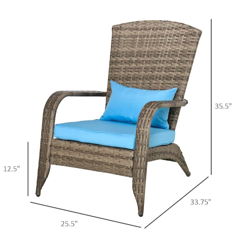 Outsunny Outdoor Classic Rattan Adirondack Chair with Cushion