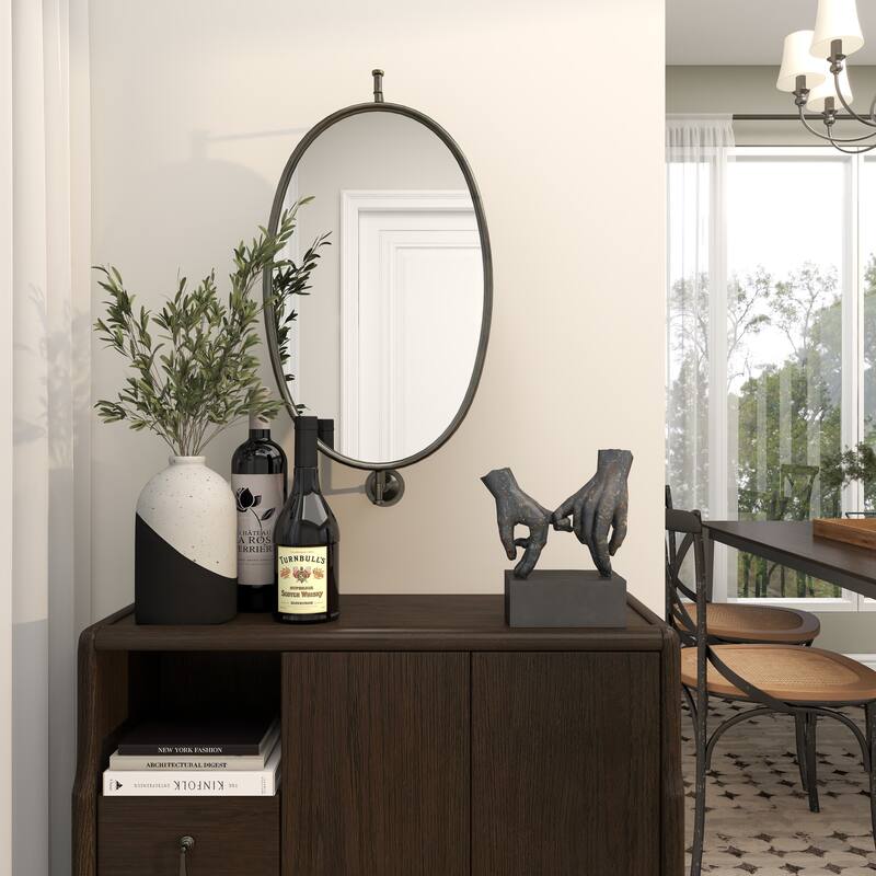 Black Wood Industrial Wall Mirror 29 x 15 x 7 - 15 x 7 x 29