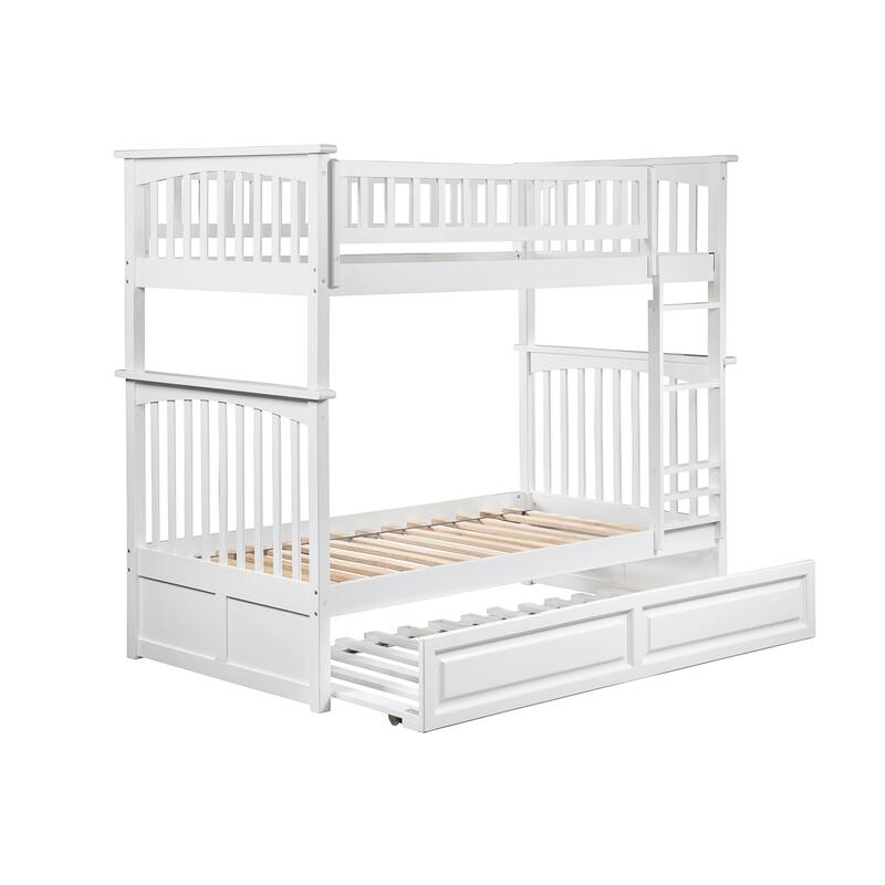Columbia Bunk Bed Twin over Twin with Twin Trundle in White