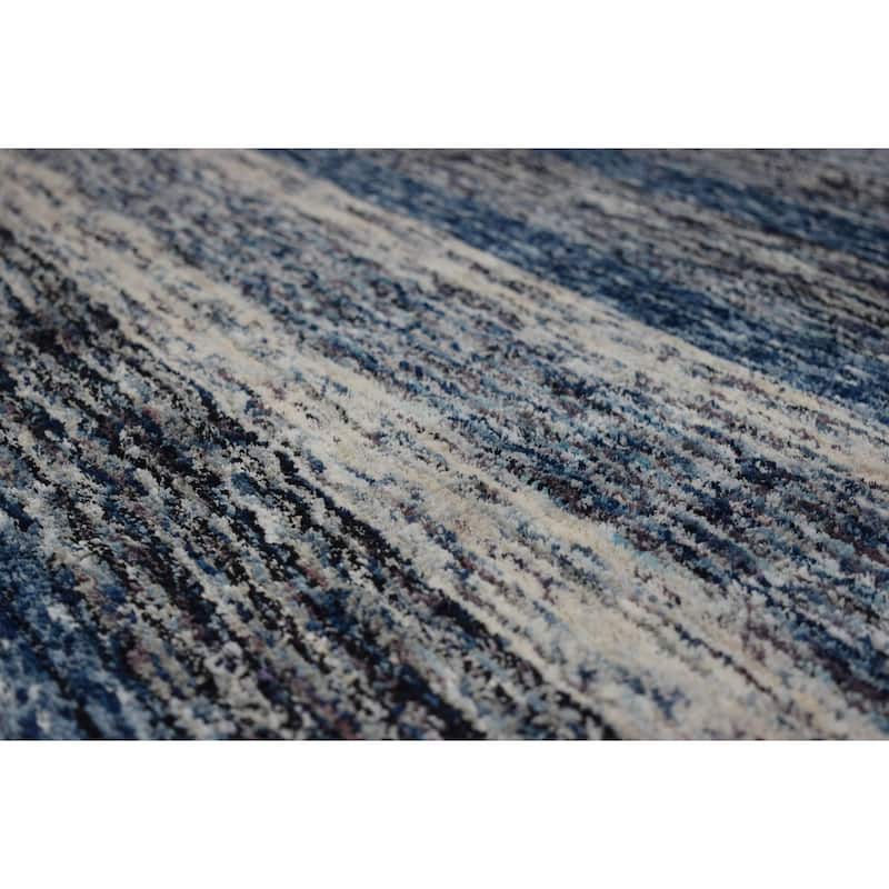 Addison Sanibel Striped Grey Shag Area Rug