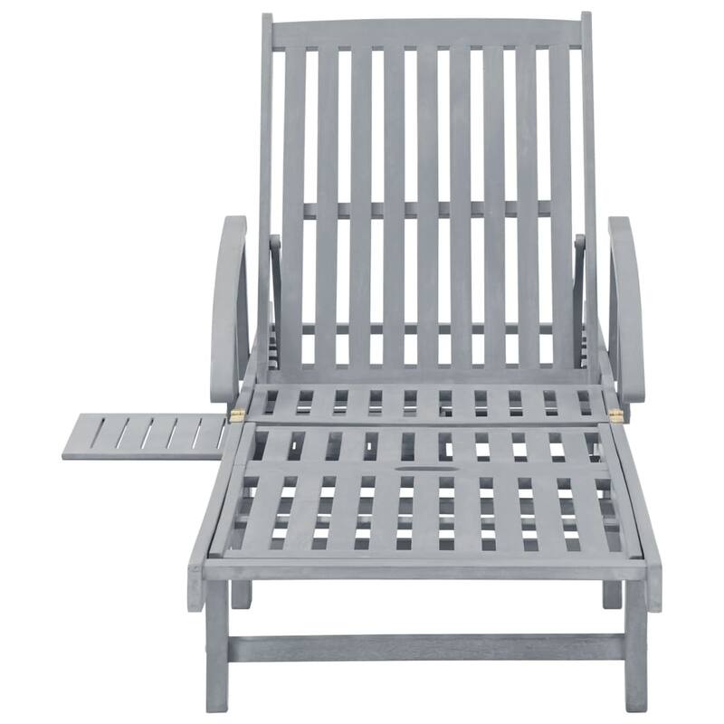 vidaXL Patio Sun Lounger with Cushion Solid Acacia Wood - 78.7" x 26.8" x 11.8"