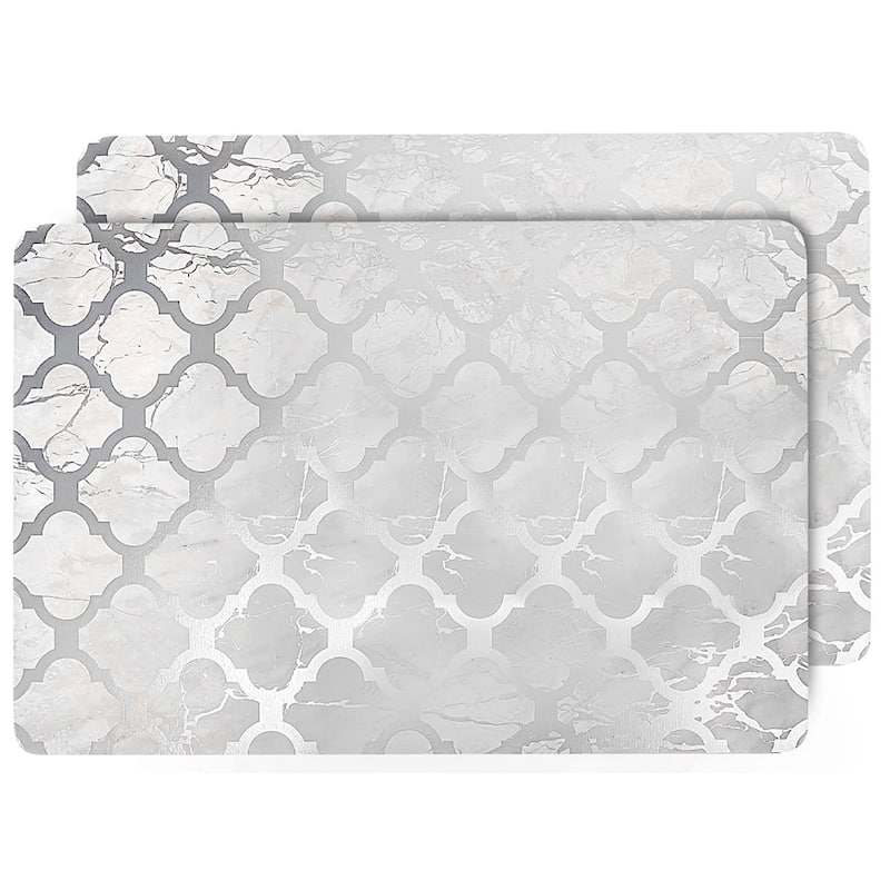Dainty Home Marble Thick Cork Printed Rectangular Placemat Set