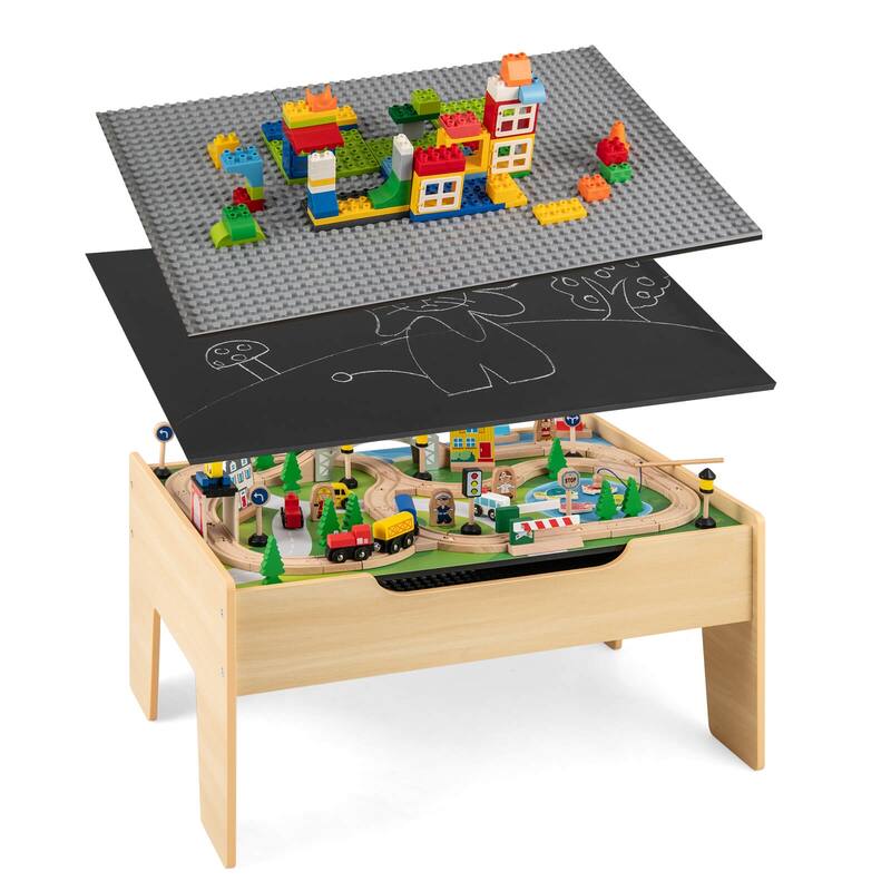 Costway All-in-One Kids Activity Table with Reversible Blackboard & - See Details