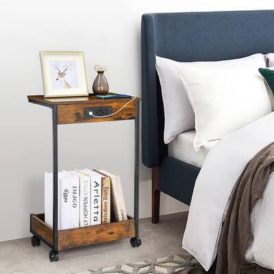 Sofa Side Table with USB Ports & Power Outlets