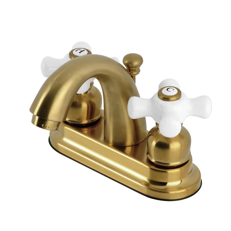 Restoration Two-Handle 3-Hole Deck Mount 4 in. Centerset Bathroom Faucet - Brushed Brass