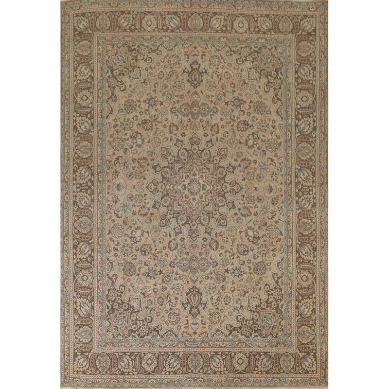 Hand Knotted Oriental 100% Wool Carpet Traditional Floral Oranges & Rust Mashad Area Rug - 12' 4'' X 9' 5''