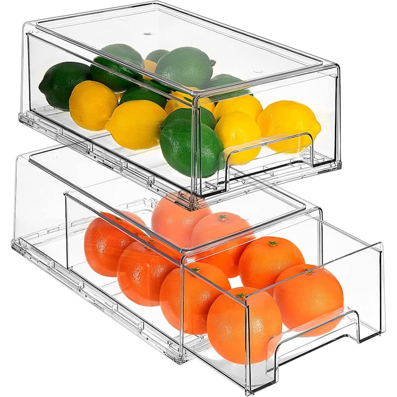 Sorbus Fridge Drawers - Clear Stackable Pull Out Refrigerator Organizer Bins, Medium