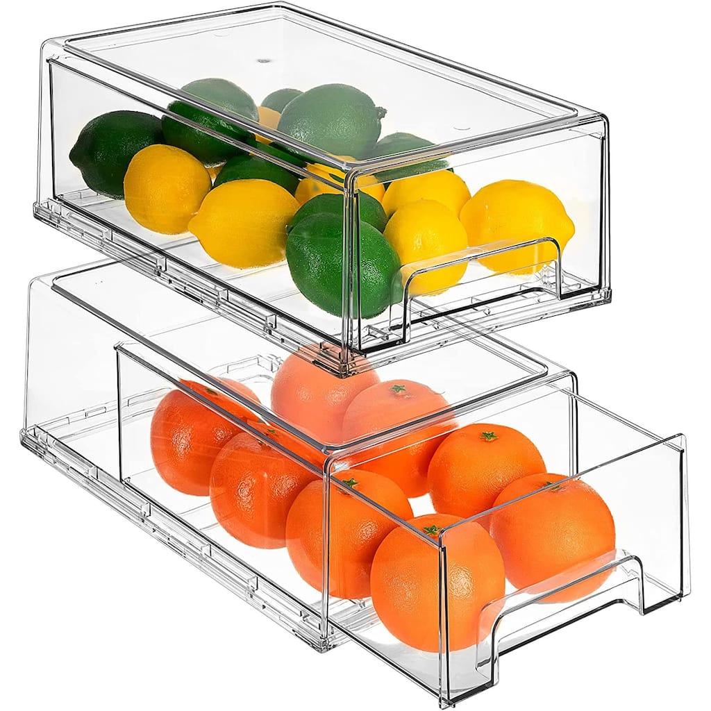 Sorbus Fridge Drawers - Clear Stackable Pull Out Refrigerator Organizer Bins, Medium