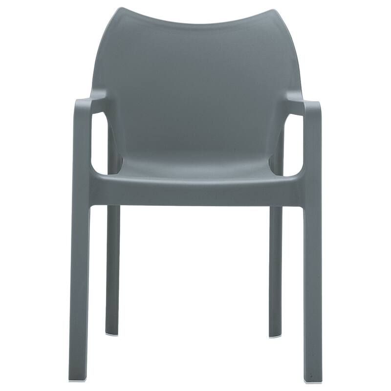 33" Gray Outdoor Patio Solid Dining Arm Chair