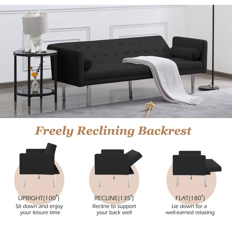 Aukfa Convertible Sleeper Sofa with Metal Legs - 68.5'' W