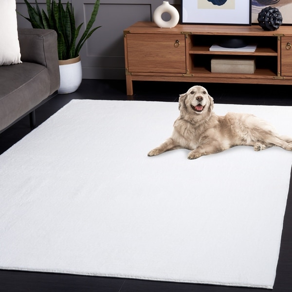 ラビットホワイトルーム62 SAFAVIEH Faux Rabbit Fur Machine Washable Slip Resistant Rug - On