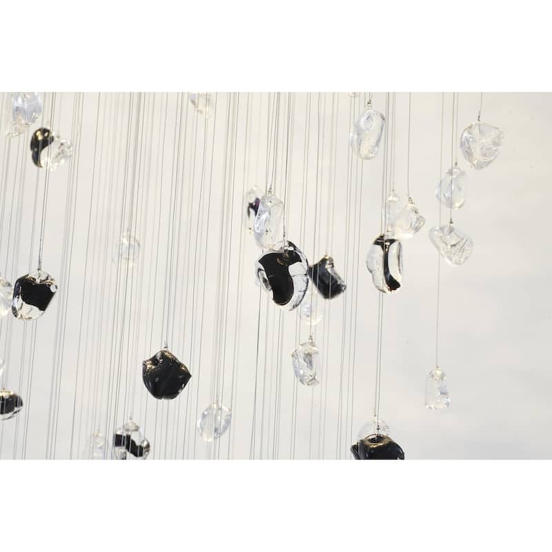 9-Light Chrome Flushed Chandelier With Smoke And Clear Glass Stones