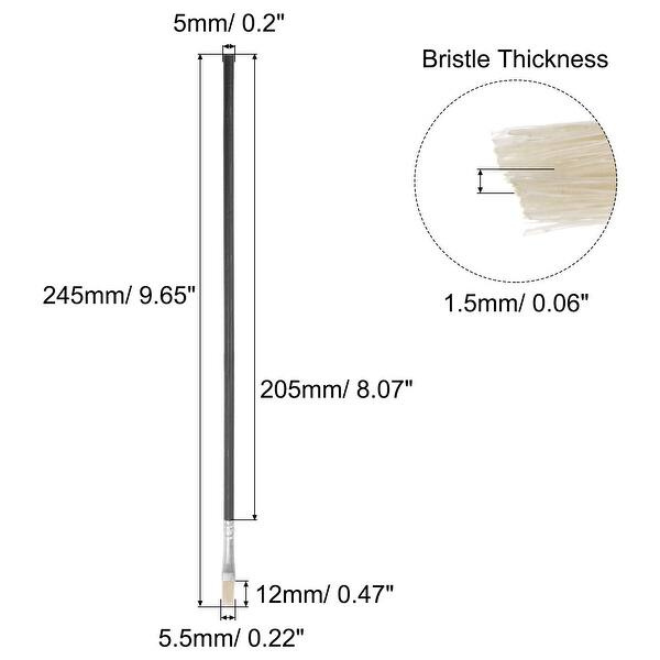 slide 3 of 5, Paint Brushes Flat Edge 0.22" Width Bristle with Wood Handle 10Pcs - Black - 0.22" x 0.06" Black