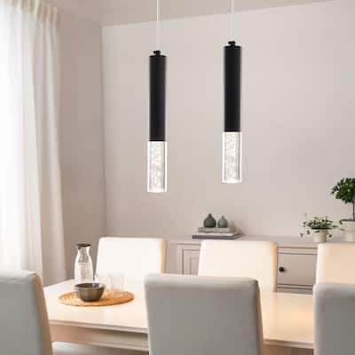 1-Light Single Cylinder LED Pendant Light, Classic Semi Flush Mount Chandelier for Kitchen Island Dining Room - N/A