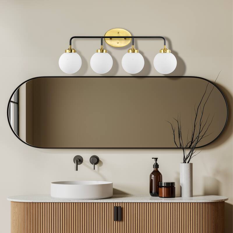 Bevin Contemporary Transitional Iron/Glass LED Vanity Light, by JONATHAN Y