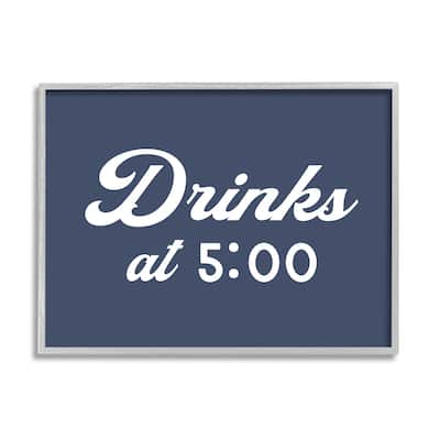 Stupell Drink at Five Fun Nautical Party Sign Framed Wall Art, Design by Daphne Polselli - Blue