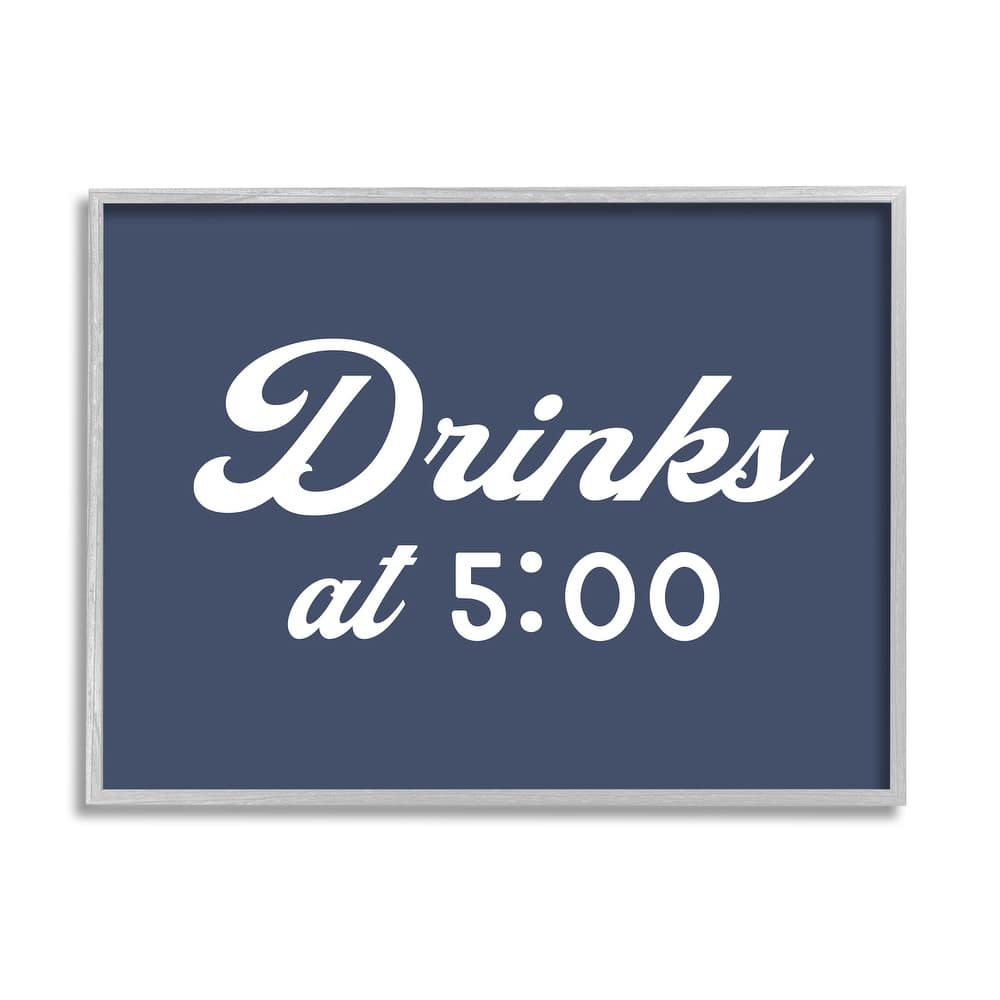 Stupell Drink at Five Fun Nautical Party Sign Framed Wall Art, Design by Daphne Polselli - Blue