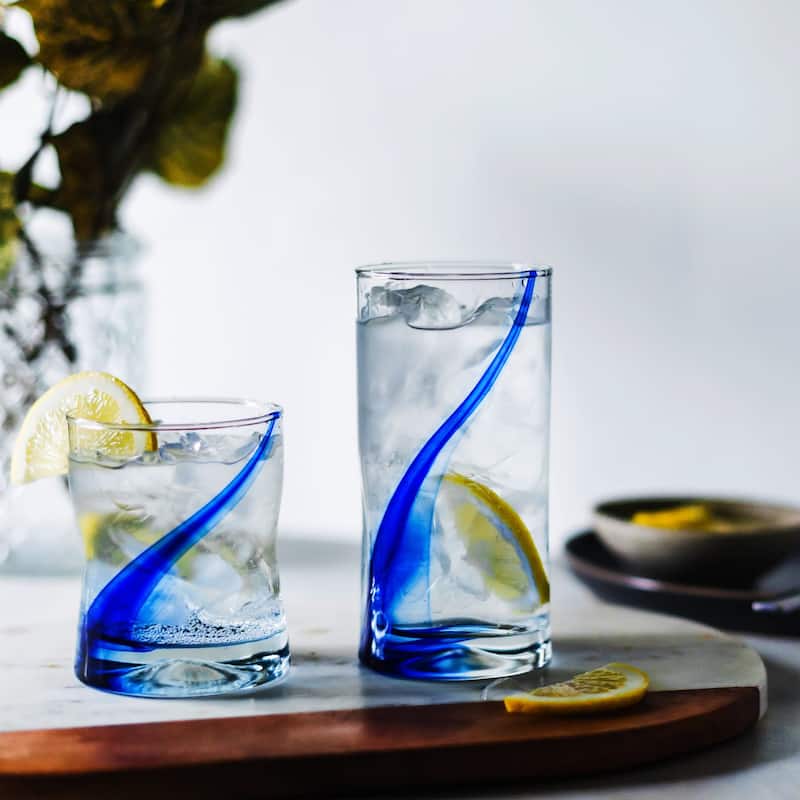 Libbey Blue Ribbon Impressions 8-Piece Tumbler and Rocks Glass Set - Set of 8