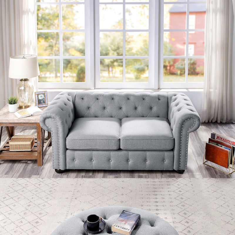 Corvus Aleksis Tufted Chesterfield Loveseat Sofa