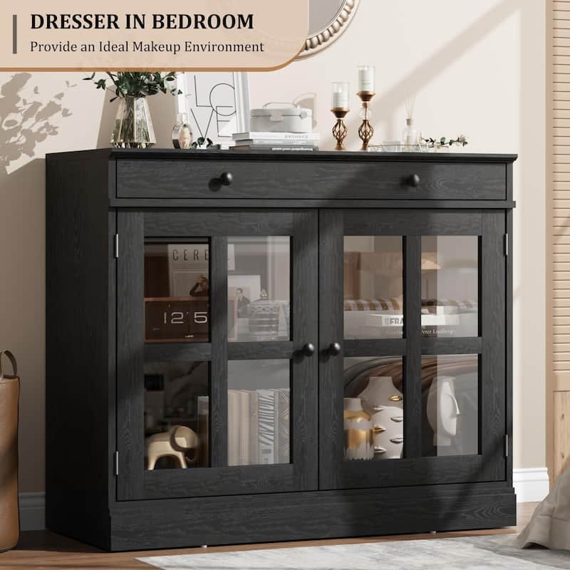 35.4" Sideboard Buffet Cabinets with Glass Door