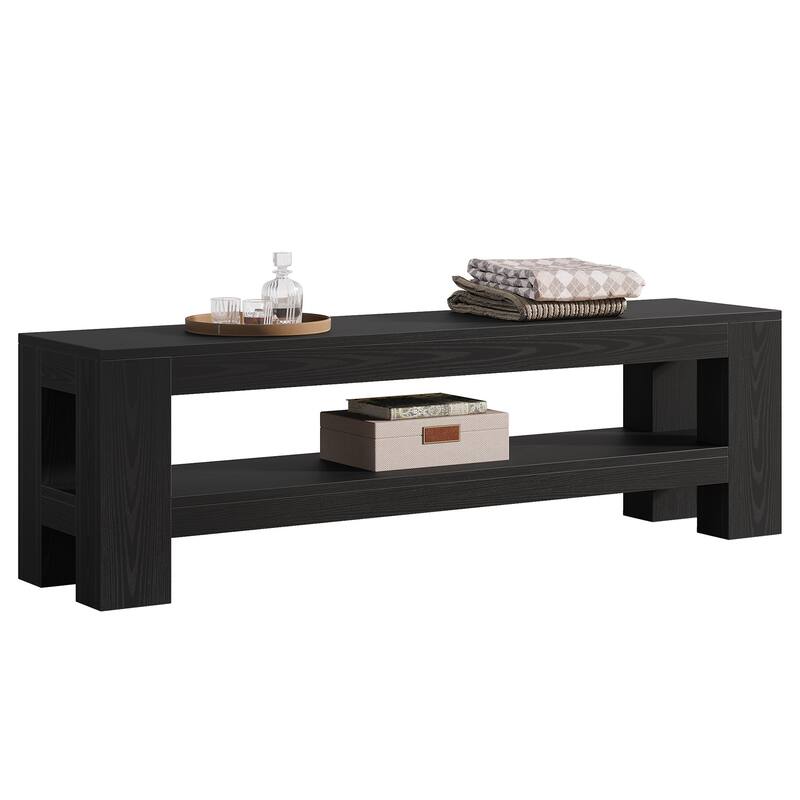 Wooden Entryway Bench with Storage Shelf, Console Shoe Bench, Hallway Kitchen End of Bed Accent Seat Storage Bench for Bedroom