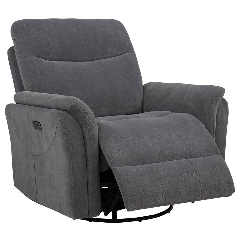 Adler Upholstered Power Swivel Glider Recliner - Charcoal Grey