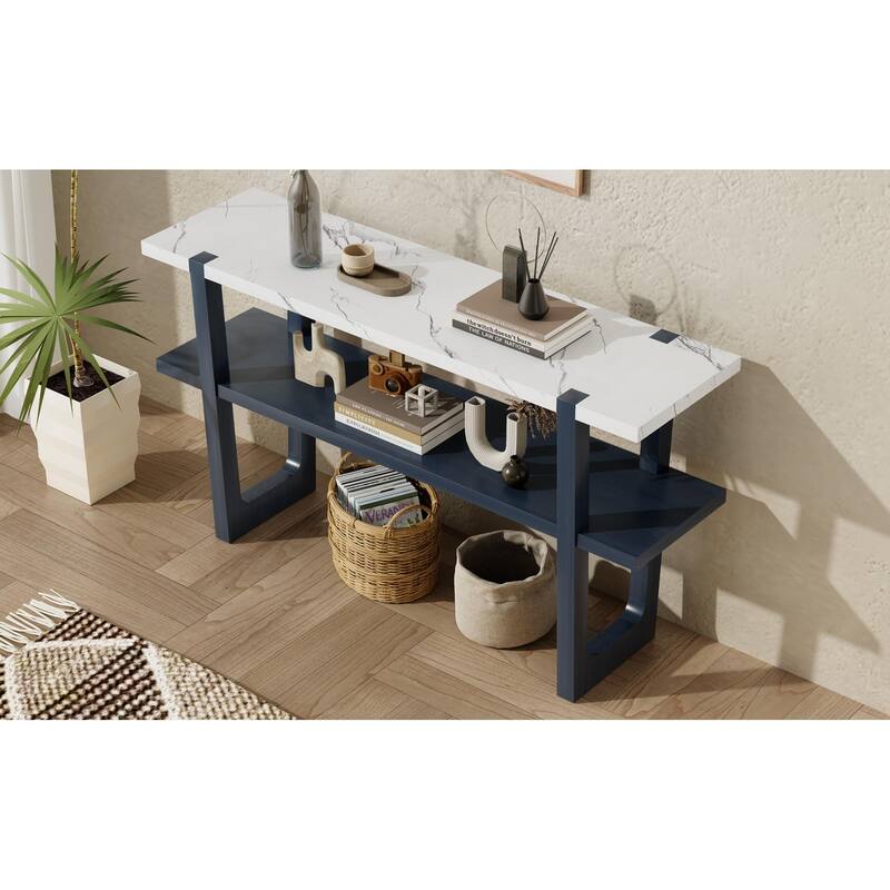 Retro Entryway Table with Open Shelf