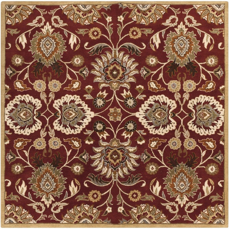 Livabliss Caesar Updated Traditional Paisley Hand Tufted Area Rug. - Burgundy - 6' x 6' Square