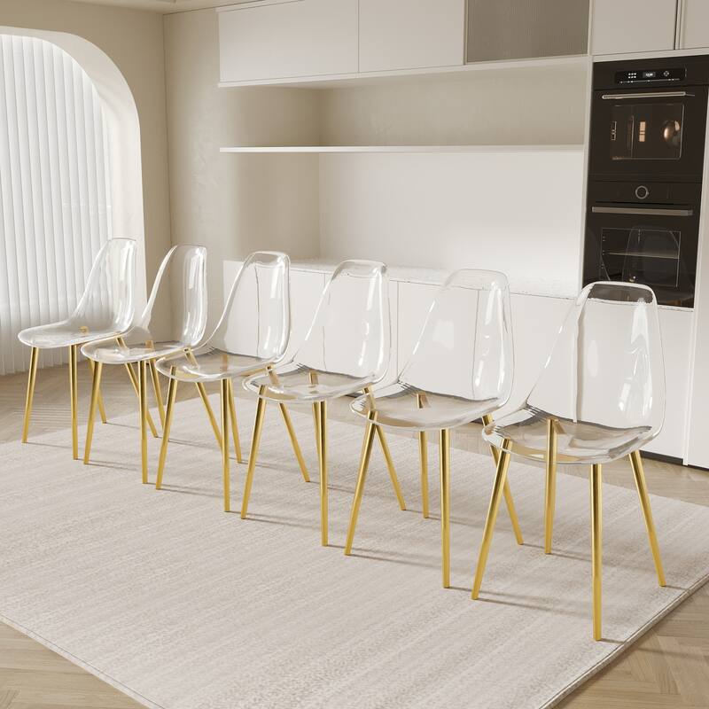 Modern Kitchen Transparency Dining Room Chairs Set of 6