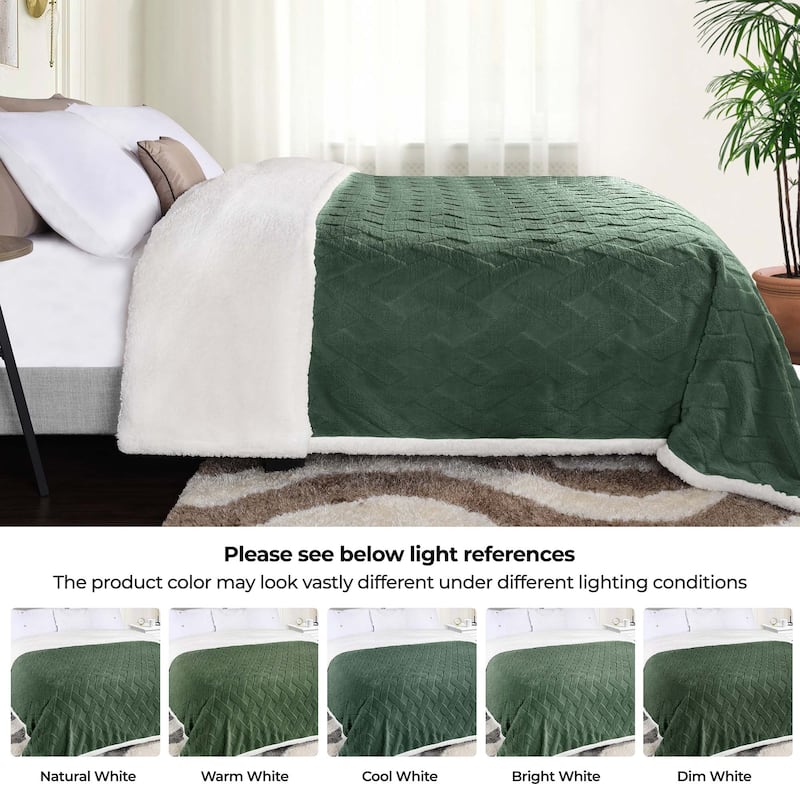 Superior Nuuk Jacquard Lattice Fluffy Sherpa Fleece Blanket