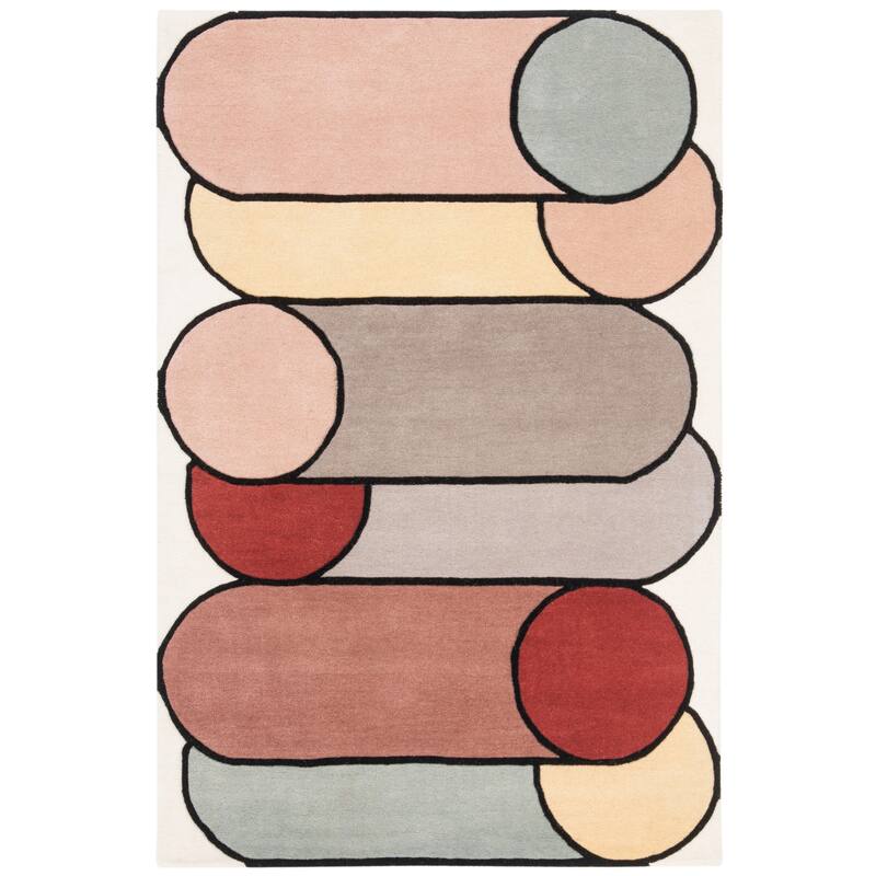 SAFAVIEH Handmade Fifth Avenue Giota Mid-Century Modern Wool Rug - 3' x 5' - Ivory/Multi