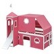 preview thumbnail 19 of 31, Full Size Loft Bed with Castle Tower, Slide, and Play Tent, Solid Pine Wood Construction with Spacious Under-Bed Play Area