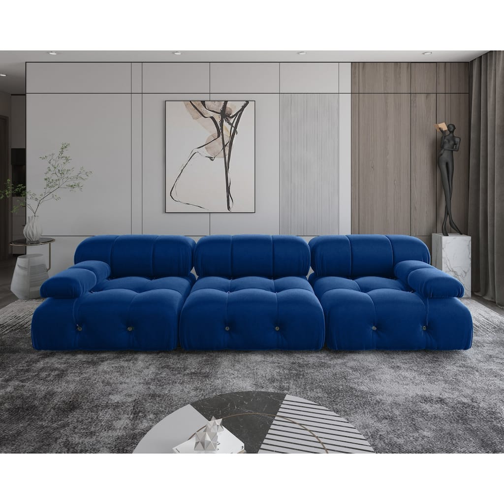 104" Convertible Modular Sectional Sofa, Minimalist Mid-Century Velvet Sofas Couches