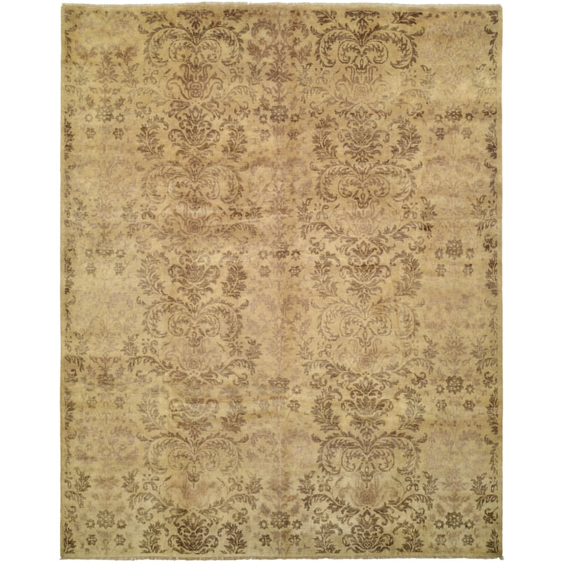 Transitional Multi-Colored Hand-Knotted Wool Area Rug