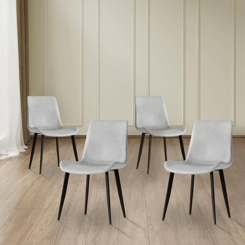 Modern 4-Piece Dining Chair Set - Ergonomic PU Leather & Sturdy Steel Legs
