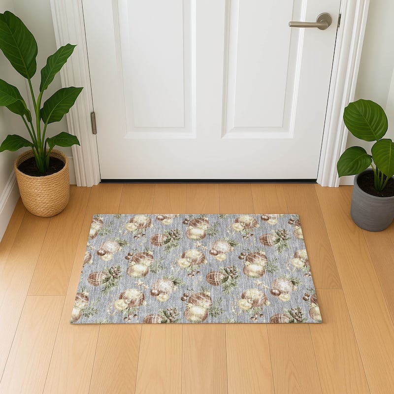 Premium Washable Super Soft Holiday Ornament Mayfield Rug - Gray - 1'8" x 2'6"