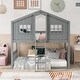 preview thumbnail 14 of 24, Playhouse Style Kids Bunk Bed with Fence, Twin Over Twin House Bed with Roof, Window, Ladder and Solid Pine Wood Frame Grey - Twin