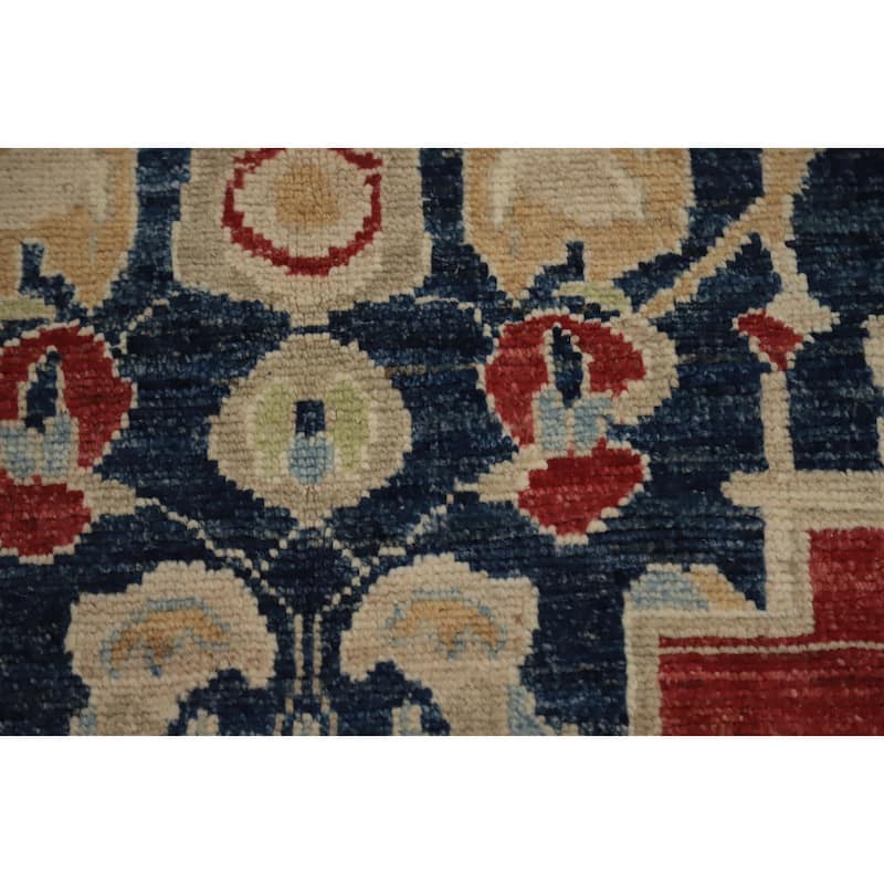 Hand Knotted Oriental 100% Wool Carpet Transitional Medallion Red Oushak Area Rug - 11' 10'' X 8' 11''